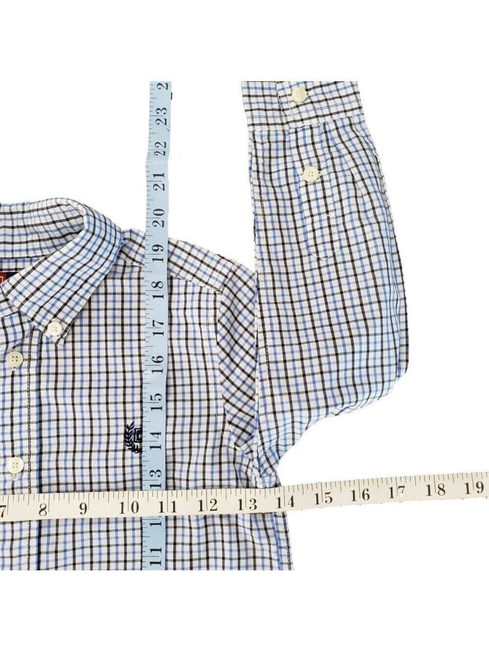Chaps Boys Small Plaid Shirt Blue Button Down Size 5/6 Long Sleeve - Picture 7 of 7